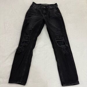 American Eagle Black Distressed Straight-Leg Jeans - Women’s 2